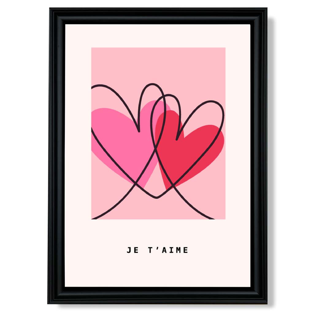 Je Taime Sketch Hearts print in Black Scoop Frame