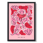 You and Me Sketch Hearts print in Black Wooden Frame