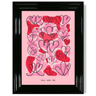 You and Me Sketch Hearts print in Black Glossy Frame