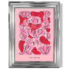 You and Me Sketch Hearts print in Chrome Glossy Frame