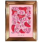 You and Me Sketch Hearts print in Copper Glossy Frame