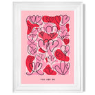 You and Me Sketch Hearts print in White Glossy Frame