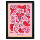 You and Me Sketch Hearts print in Black and Gold Frame