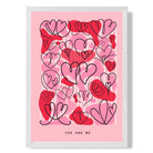 You and Me Sketch Hearts print in White Wooden Frame