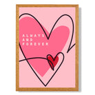 Always and Forever Sketch Hearts print in Oak Wooden Frame