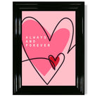 Always and Forever Sketch Hearts print in Black Glossy Frame