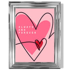 Always and Forever Sketch Hearts print in Chrome Glossy Frame