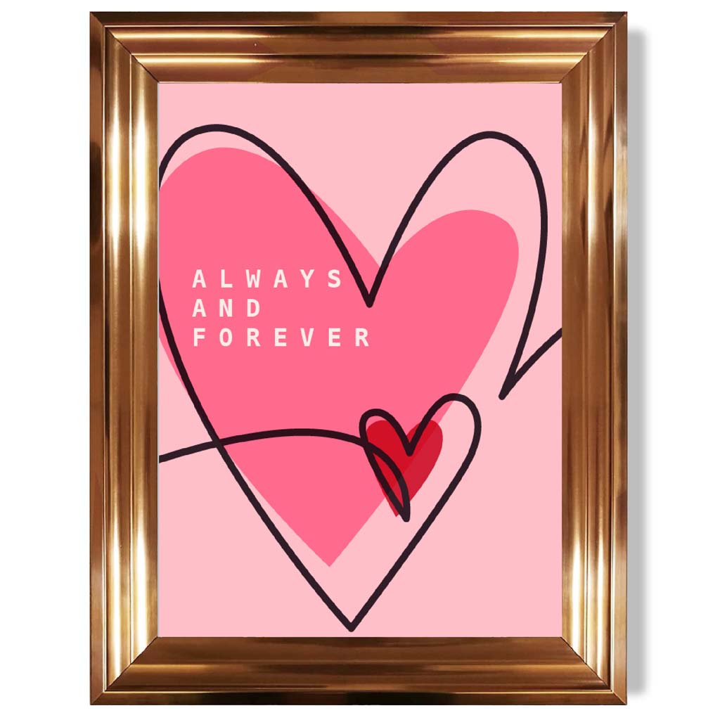 Always and Forever Sketch Hearts print in Copper Glossy Frame