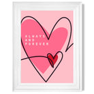 Always and Forever Sketch Hearts print in White Glossy Frame