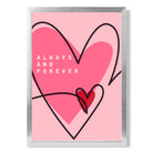 Always and Forever Sketch Hearts print in Silver Wooden Frame