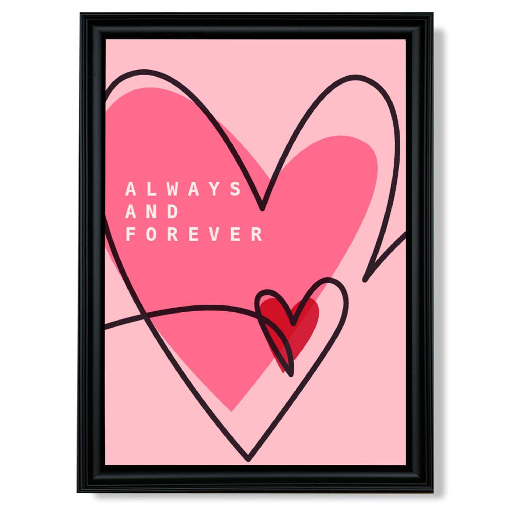 Always and Forever Sketch Hearts print in Black Scoop Frame