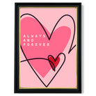 Always and Forever Sketch Hearts print in Black and Gold Frame