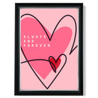 Always and Forever Sketch Hearts print in Black and silver Frame