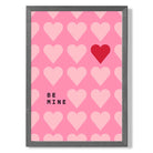 Be Mine Hearts print in Dark Grey Wooden Frame