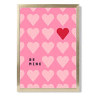 Be Mine Hearts print in Gold Wooden Frame