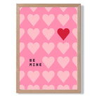 Be Mine Hearts print in Light Oak Wooden Frame