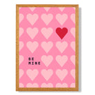 Be Mine Hearts print in Oak Wooden Frame