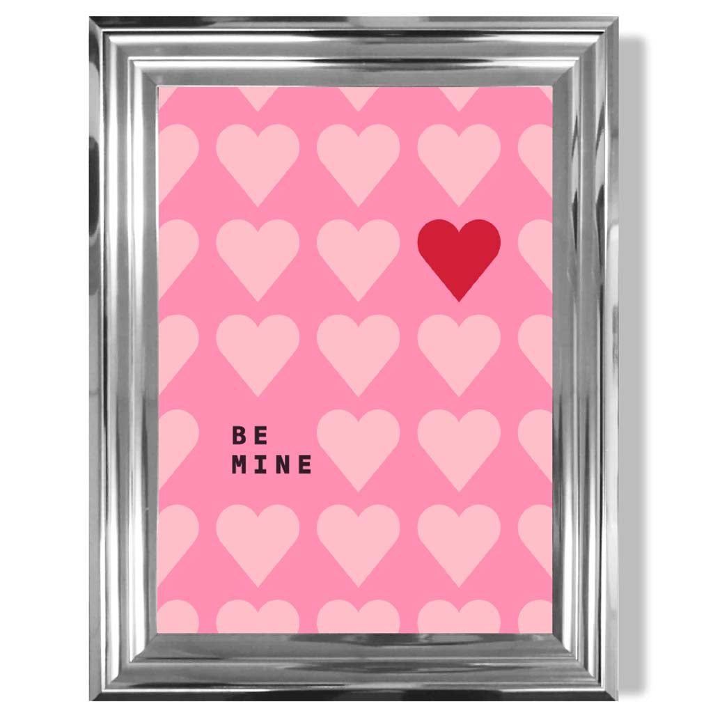 Be Mine Hearts print in Chrome Glossy Frame