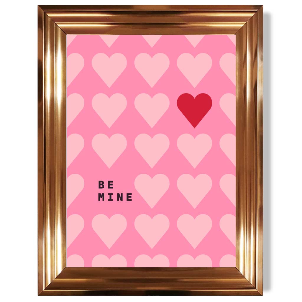 Be Mine Hearts print in Copper Glossy Frame