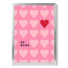 Be Mine Hearts print in Silver Wooden Frame