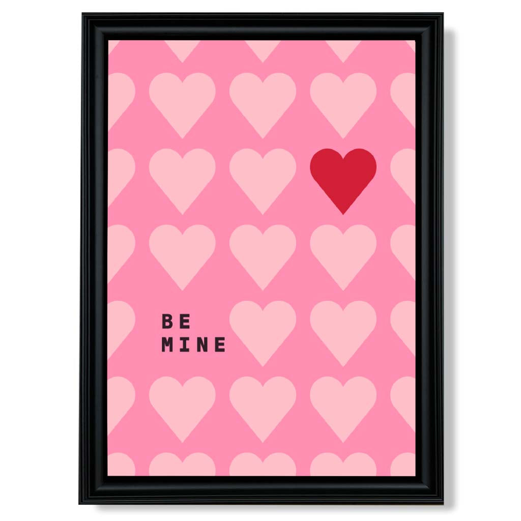 Be Mine Hearts print in Black Scoop Frame