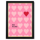 Be Mine Hearts print in Black and Gold Frame