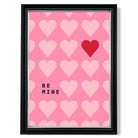 Be Mine Hearts print in Black and silver Frame