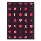 LOVE Hearts and Stars print in Black Wooden Frame