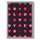 LOVE Hearts and Stars print in Light Grey Wooden Frame