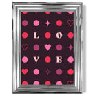 LOVE Hearts and Stars print in Chrome Glossy Frame