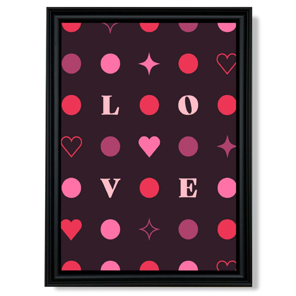 LOVE Hearts and Stars print in Black Scoop Frame