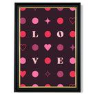 LOVE Hearts and Stars print in Black and Gold Frame