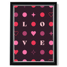 LOVE Hearts and Stars print in Black and silver Frame