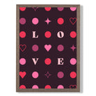 LOVE Hearts and Stars print in Walnut Wooden Frame