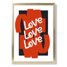 Love Love Love print in Gold Wooden Frame