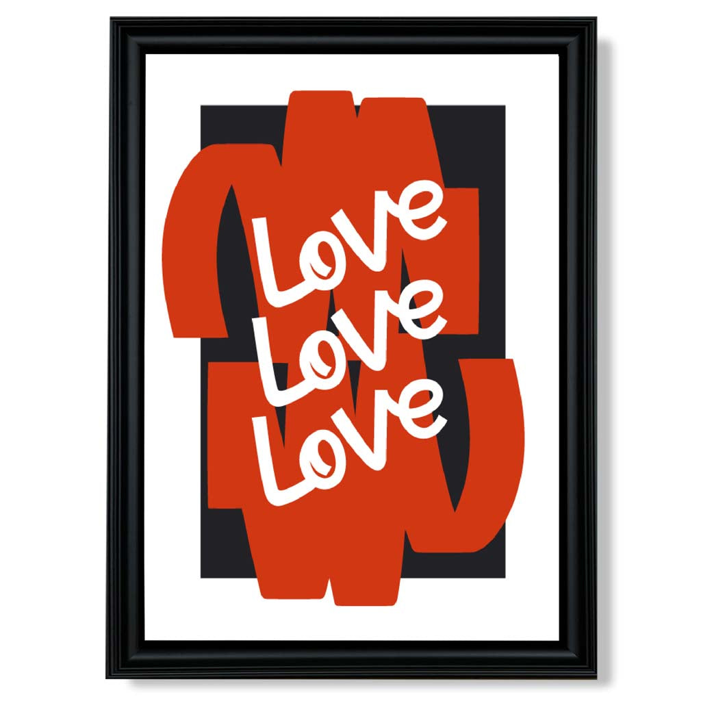 Love Love Love print in Black Scoop Frame