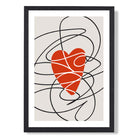 Retro Sketch Heart Sketch print in Black Wooden Frame