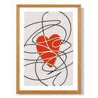 Retro Sketch Heart Sketch print in Oak Wooden Frame