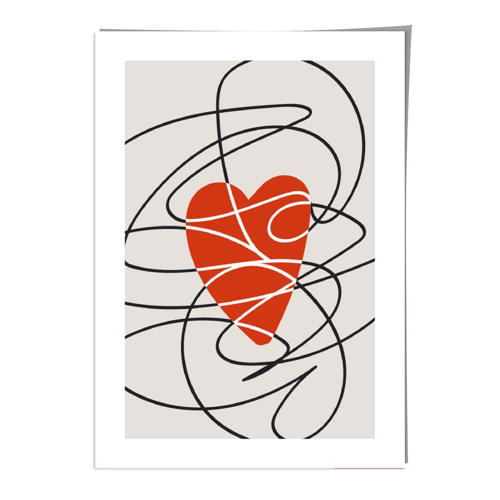 Retro Sketch Heart Sketch Wall Art Print