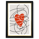 Retro Sketch Heart Sketch print in Black and Gold Frame