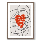 Retro Sketch Heart Sketch print in Walnut Wooden Frame