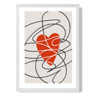 Retro Sketch Heart Sketch print in White Wooden Frame