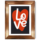 Retro Heart in Black and Red print in Copper Glossy Frame