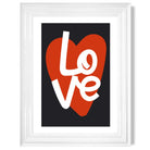 Retro Heart in Black and Red print in White Glossy Frame