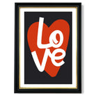 Retro Heart in Black and Red print in Black and Gold Frame