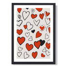 Sketch Love Hearts print in Black Wooden Frame