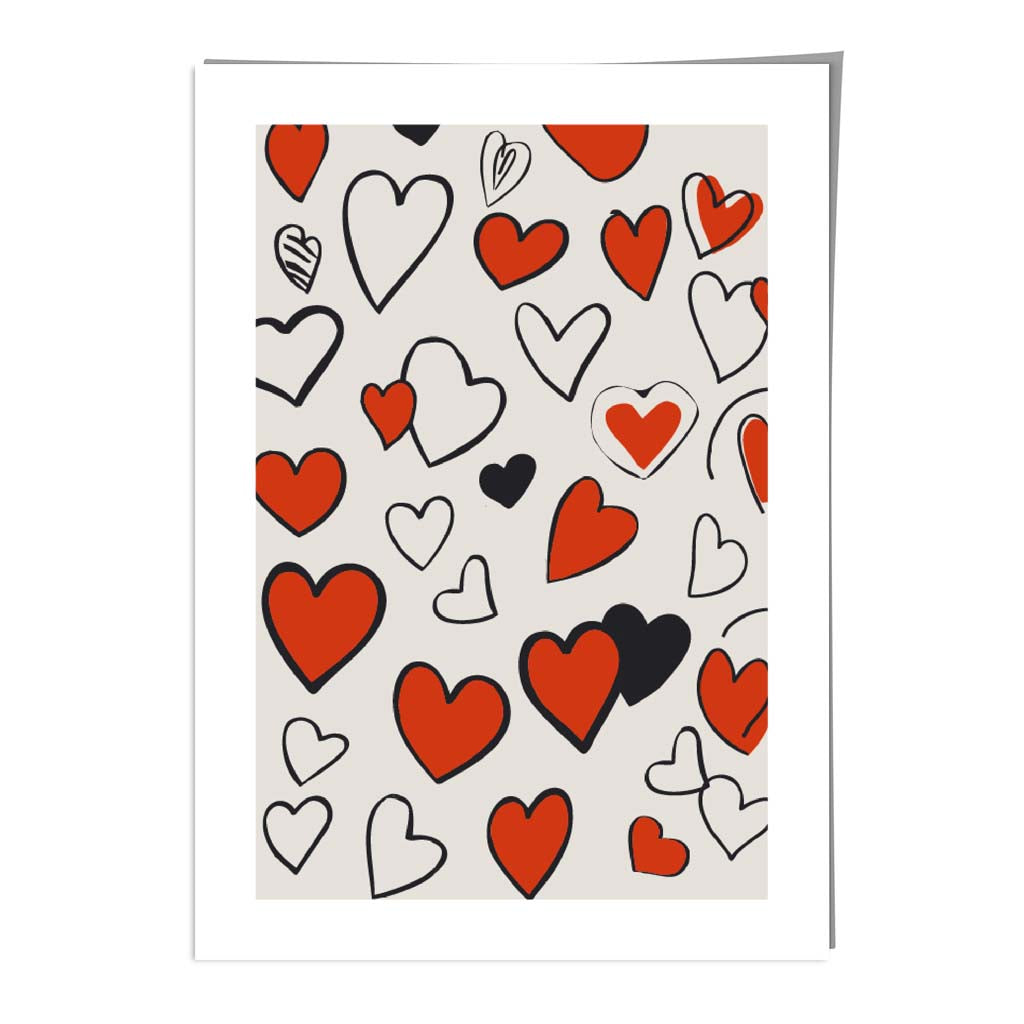 Sketch Love Hearts Wall Art Print