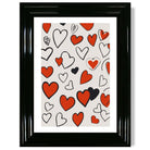 Sketch Love Hearts print in Black Glossy Frame