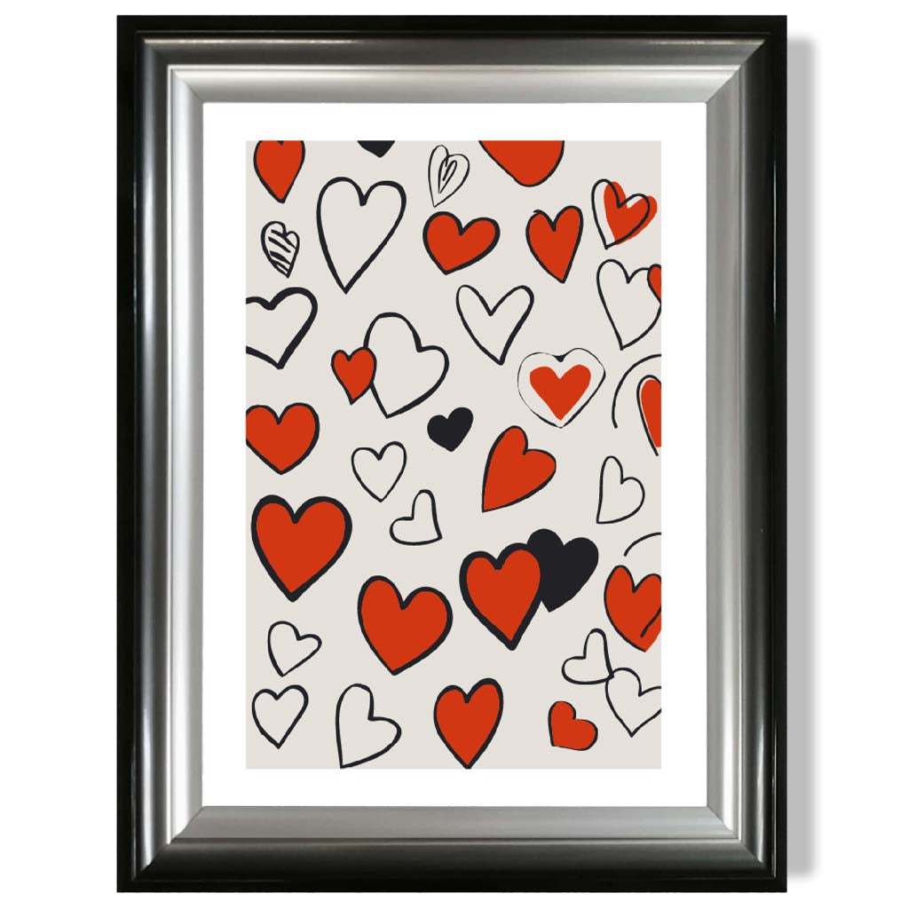 Sketch Love Hearts print in Gradient Glossy Frame