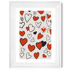 Sketch Love Hearts print in White Glossy Frame